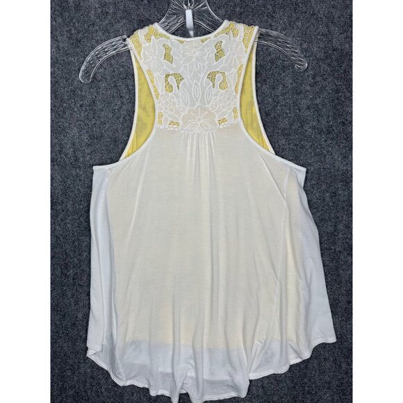 Anthropologie‎ Akemi Kin Tank Top Blouse Lace White Yellow White Hi-Low Size M - Picture 4 of 11